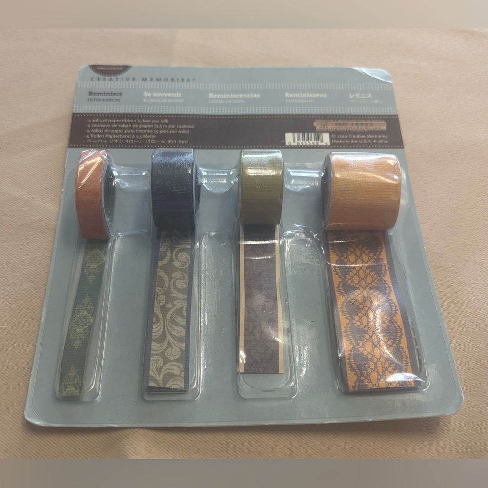 NEW‎ Creative Memories Paper Ribbon REMINISCE 4 Rolls Open Box Contemporary